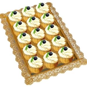 Vintage Style Gold Cake Stand Metal Dessert Table Display 14 in x 10 in NWOT